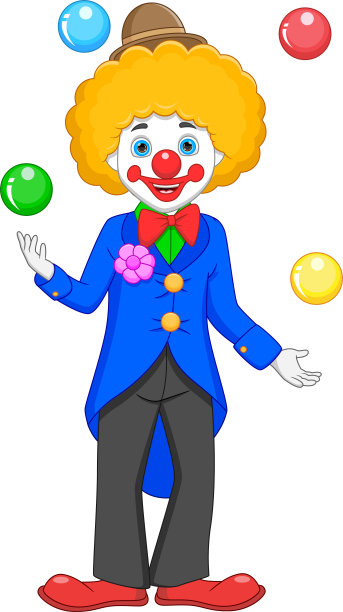 卡通小丑耍球素材图片