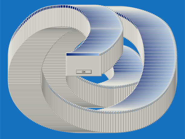 旧电脑窗口有许多空白错误消息。复古pc界面有问题或glitch，老式网页浏览器警告，软件系统bug或病毒。90年代屏幕矢量图图片下载