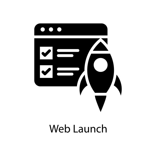 网页启动矢量固体图标设计插图。Web和移动应用程序符号在白色背景EPS 10文件图片下载