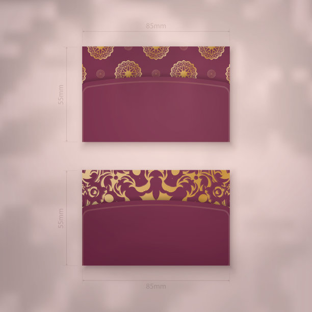 名片模板勃艮第与印度黄金图案为您的业务。图片下载