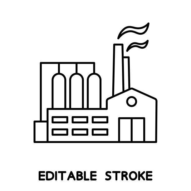 工厂图标。带烟雾的工业建筑图片下载