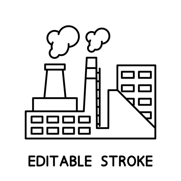工厂图标。带烟雾的工业建筑图片下载