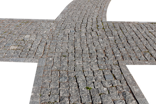 石砌路面路面孤立在白色背景图片下载