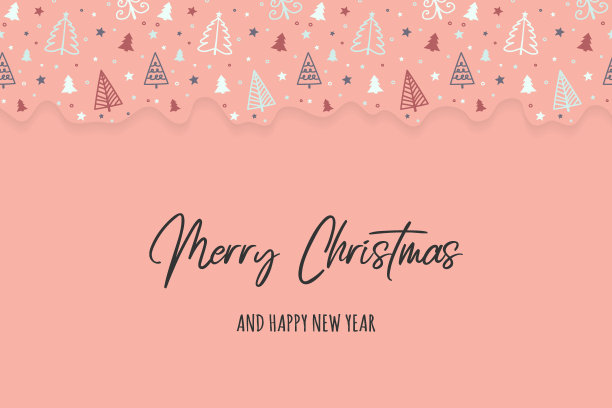 圣诞贺卡与手绘圣诞树圣诞节设计。向量图片下载