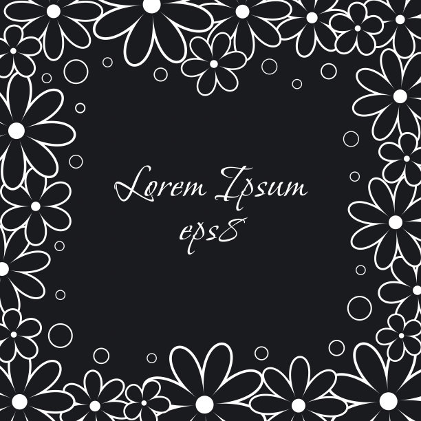 贺卡框与精致的花朵雏菊图片下载