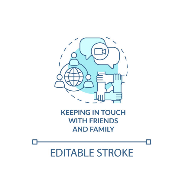 保持与朋友和家人的联系蓝色概念图标图片下载