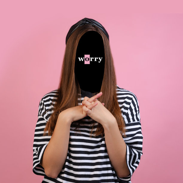 当代创作的肖像无脸女孩用字担心代替脸。人类情感、心理学、心理健康概念。图片下载