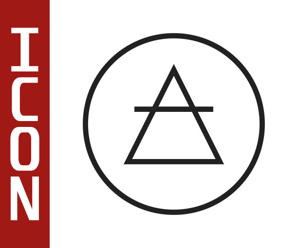 黑线空气元素的符号炼金术图标孤立在白色背景。基本的神秘元素。向量图片下载