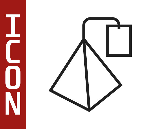 黑线茶袋图标孤立在白色背景。向量图片下载