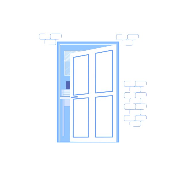 平面卡通入口门，住宅元素为家居生活舒适矢量插画概念图片下载