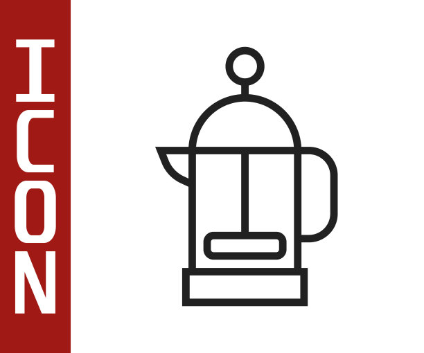 黑线法语按图标孤立在白色背景。向量图片下载