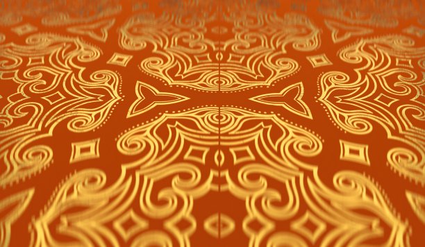 3d渲染中国金色经典吉祥图案中国新年背景微透镜。祝你好运。好运气。春节卷轴图片下载