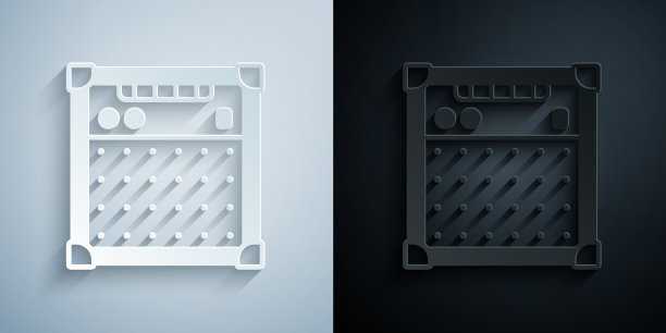 剪纸吉他放大器图标孤立的灰色图片下载