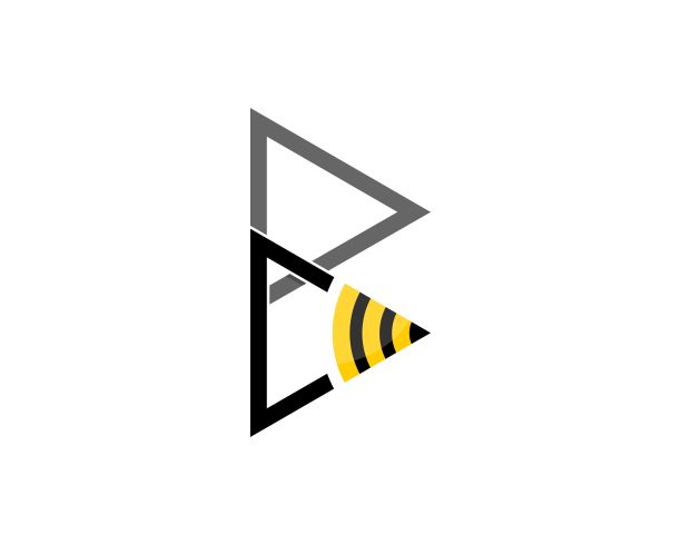 B字母与蜜蜂蜇插图标志图片下载