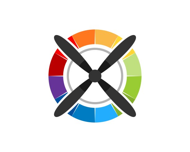 圆形彩虹颜色与飞机螺旋桨内图片下载