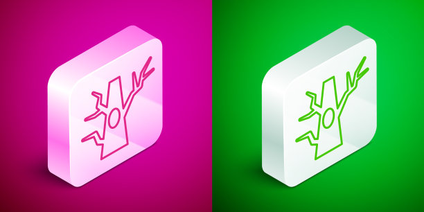 等距线裸树图标孤立在粉红色和图片下载