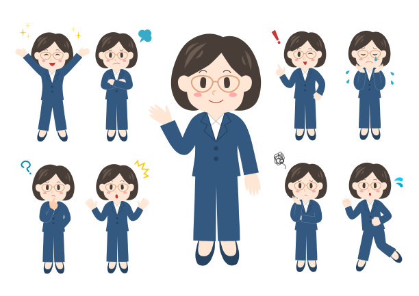 矢量插图的人。办公室职员插图集:女人图片下载