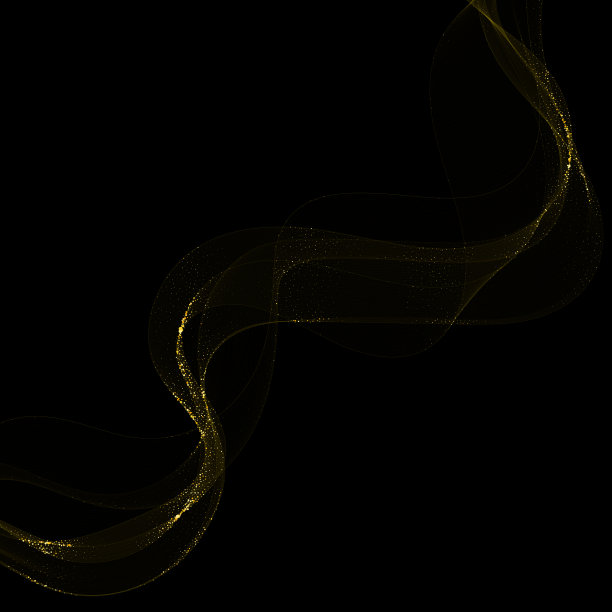 在黑色背景上闪闪发光的金色波浪图片下载