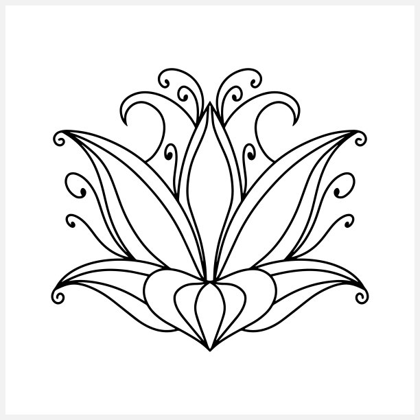 莲花涂鸦图标孤立。花。草图矢量素材插图。每股收益10图片下载