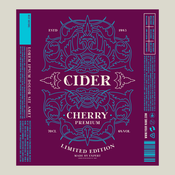 樱桃苹果酒模板装饰标签图片下载