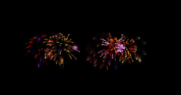 烟花带着闪闪发光的灯光和星星，在黑色的背景上点燃了爆炸图片下载