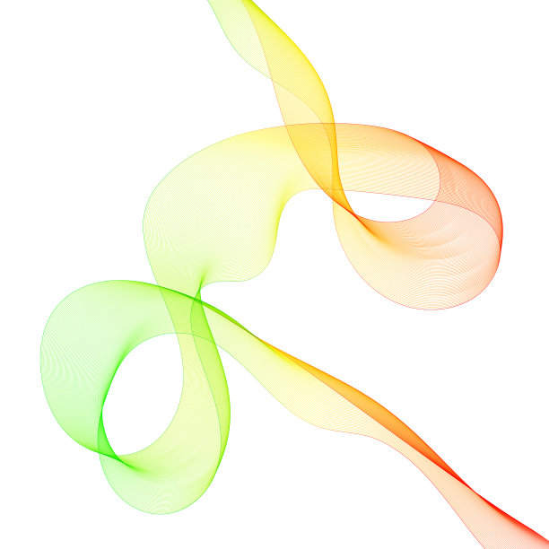 透明的彩色波浪在白色上流动图片下载