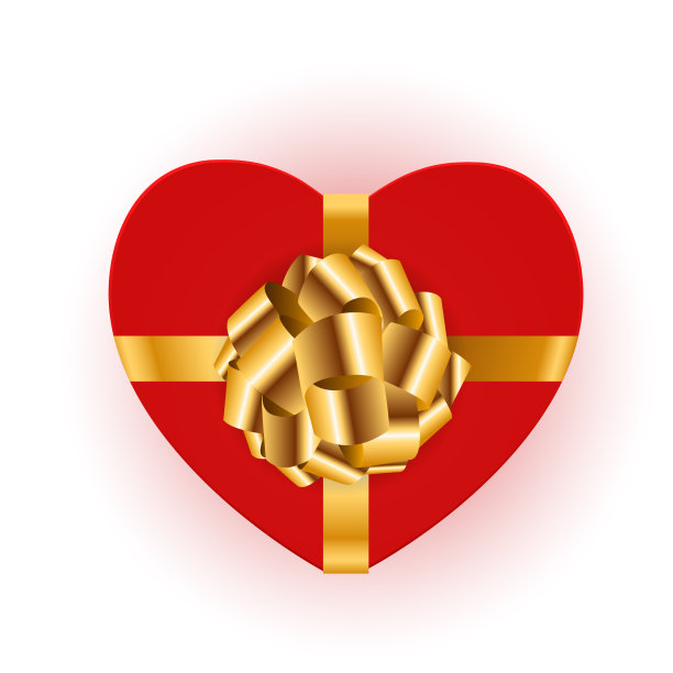 带蝴蝶结的心形礼盒图片下载