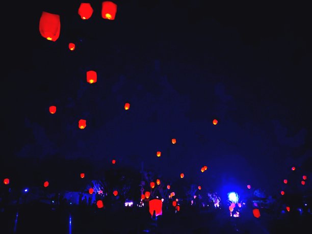 夜空中的天灯图片下载