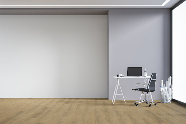 家庭办公室-工作台与装饰和复制空间图片下载