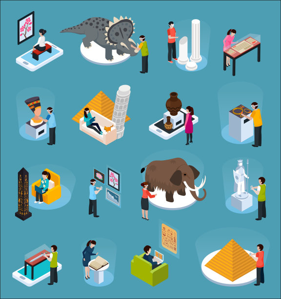 虚拟旅游地标博物馆等距图片下载