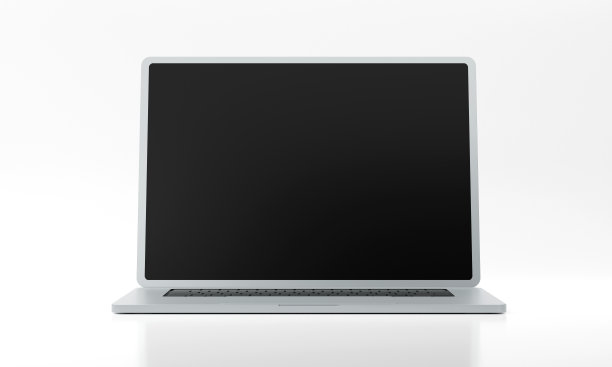 前视图笔记本电脑与空白屏幕上的白色背景图片下载