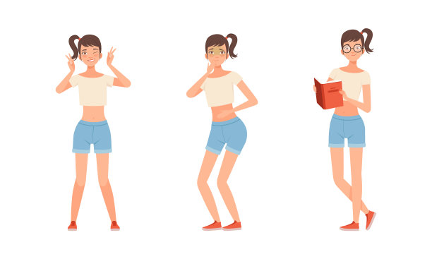 扎着马尾辫的年轻女子表达了不同的意思图片下载