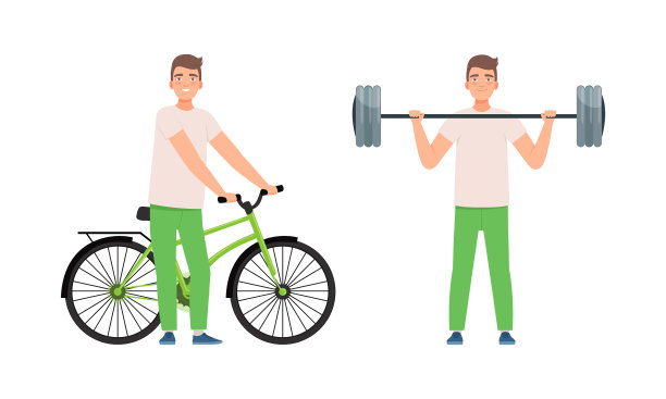 穿着绿色裤子，骑着自行车图片下载