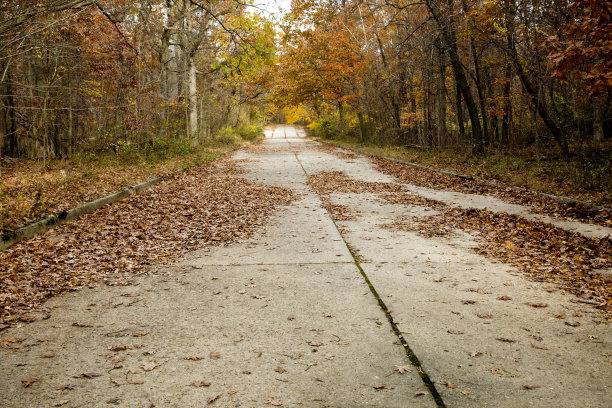废弃的公路在秋天的颜色图片下载