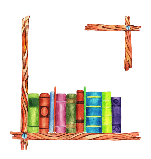 书在书架上。水彩(4)图片下载