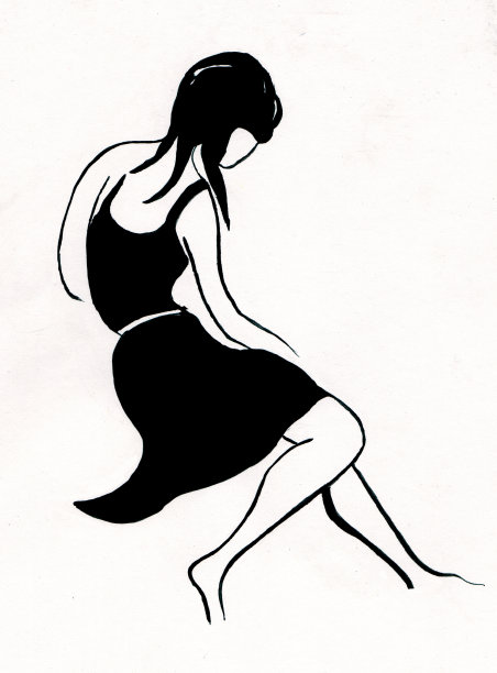 夏天穿黑色连衣裙的女孩图片下载