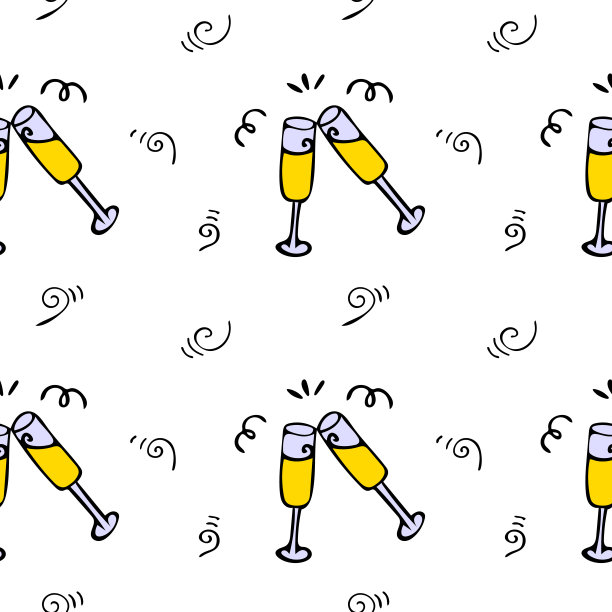 白色节日图案与叮当作响的香槟杯图片下载