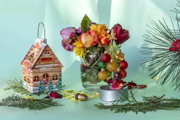 以青绿色为圣诞和新年的祝福图片下载