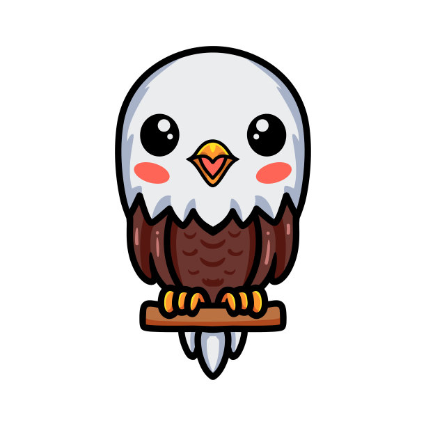 树枝上可爱的小鹰卡通图片下载