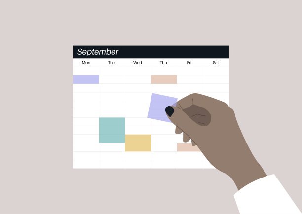 空白周日历与颜色字段，每日计划图片下载