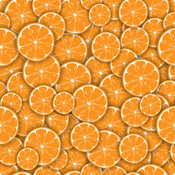 矢量明亮无缝图案的橙色切片。图片下载