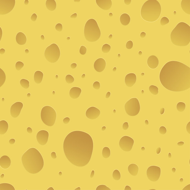 矢量黄色奶酪多孔纹理无缝背景。图片下载