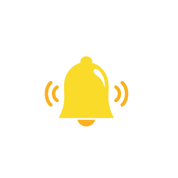 通知铃图标被隔离在白色背景上。渲染黄色铃声与新通知的社交媒体提醒。矢量图标图片下载