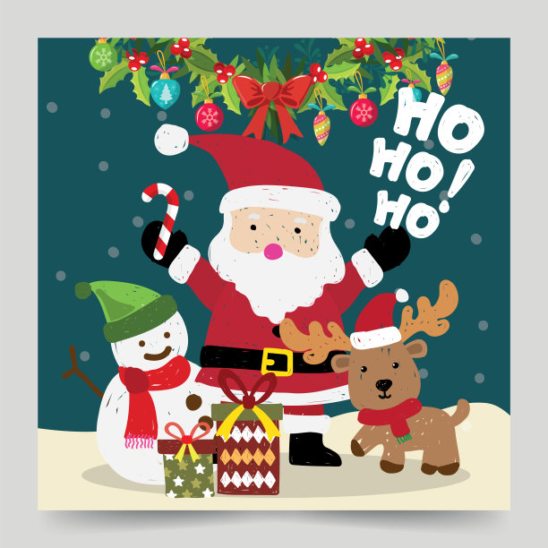 圣诞旗帜装饰的圣诞矢量插画设计04图片下载