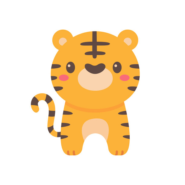 野生动物漫画。可爱的虎元素装饰虎年图片下载