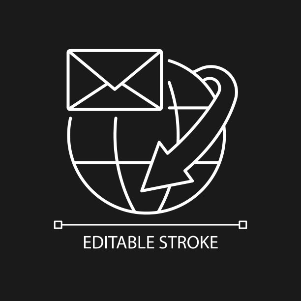 国际邮件航运白色线性图标为黑暗主题图片下载