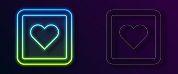 发光的霓虹灯线像心脏图标孤立在黑色的背景。反通知图标。追随者英斯达。向量图片下载