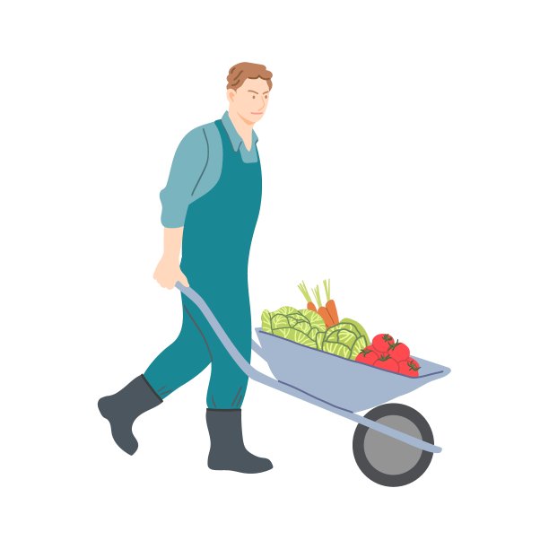 为农民提供新鲜蔬菜。矢量手绘插图在卡通平风格。孤立在白色背景。图片下载