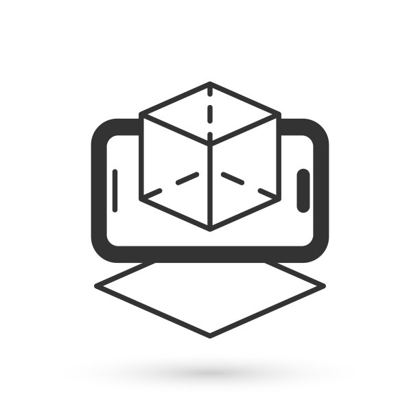 灰色三维建模图标孤立在白色背景。增强现实或虚拟现实。向量图片下载