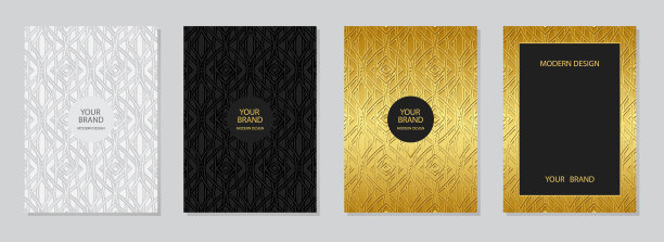 套封面设计，垂直模板。几何3D图案，民族收藏的黑、金、白浮雕背景，带有民间艺术元素。图片下载